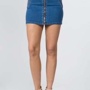 Blue Jean Skirt With Full Front Zipper