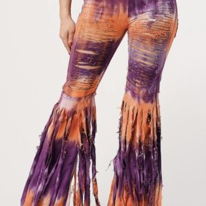 Super Distressed Multi Colored Bottom Fringes