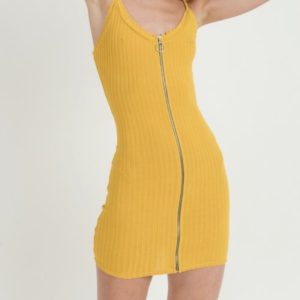 Mustard Complete Front Zipper Dress