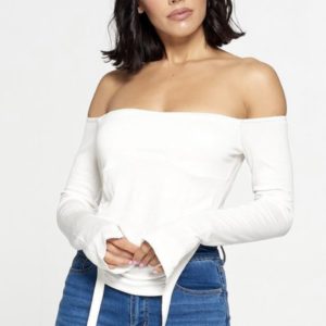Ivory Off The Shoulder Please Me Shirt
