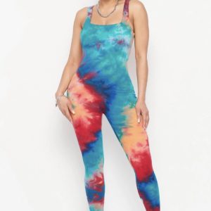 Fitted Tie Dye Sleeveless Jumpsuit