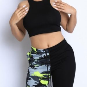 Black/Neon Camo Jogging Set With Crop Top