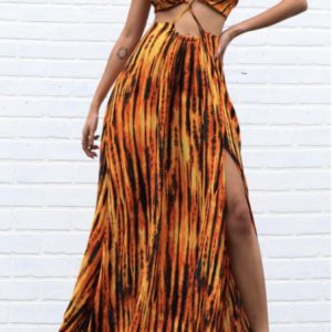 Sunrise/Sunset Orange Halter Dress