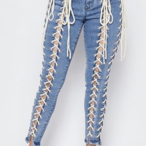 Lace Me Up Denim Jeans