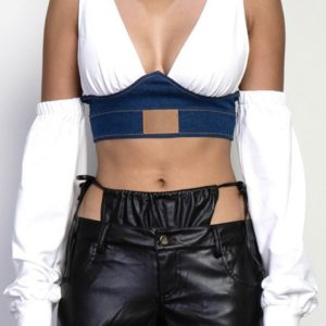 Cut me Out Denim And White Crop Top