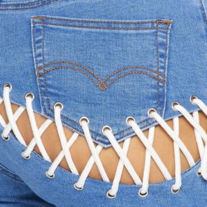 Stitches From The Back Laced Denim Jeans