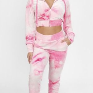 Tie Dye Pink & White Jogging Set