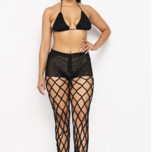Bodied By Me Black Netted Halter Top & Pants